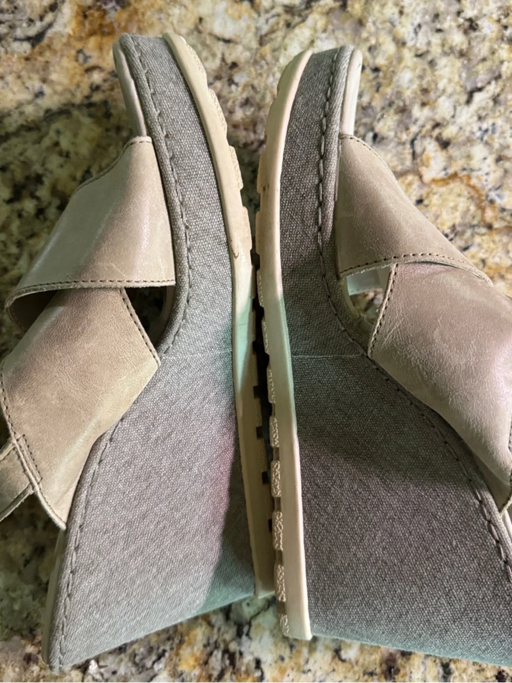b.o.c. Crisscross Taupe Wedge Sandals